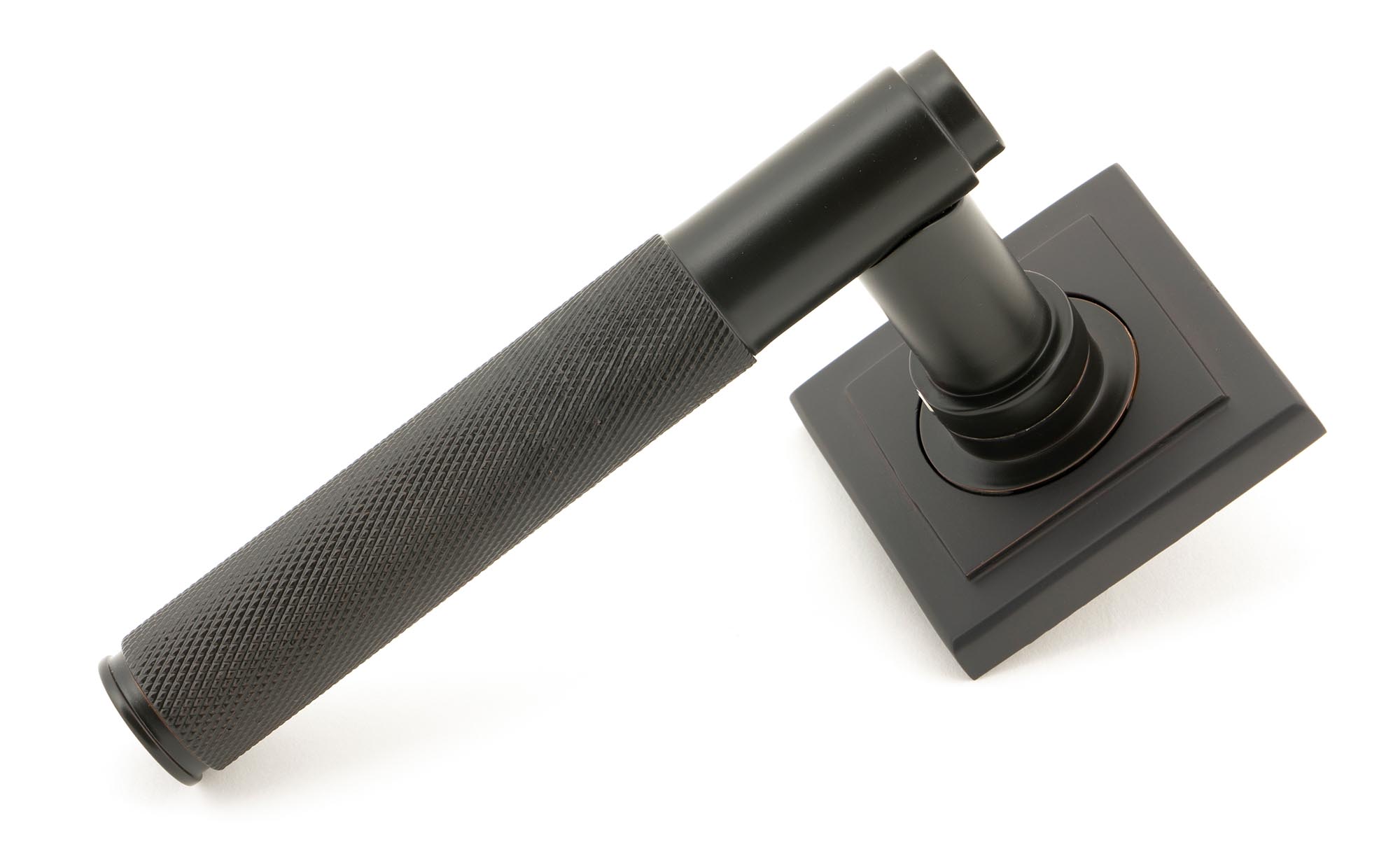 Aged Bronze Brompton Lever on Rose Set (Square) - Unsprung