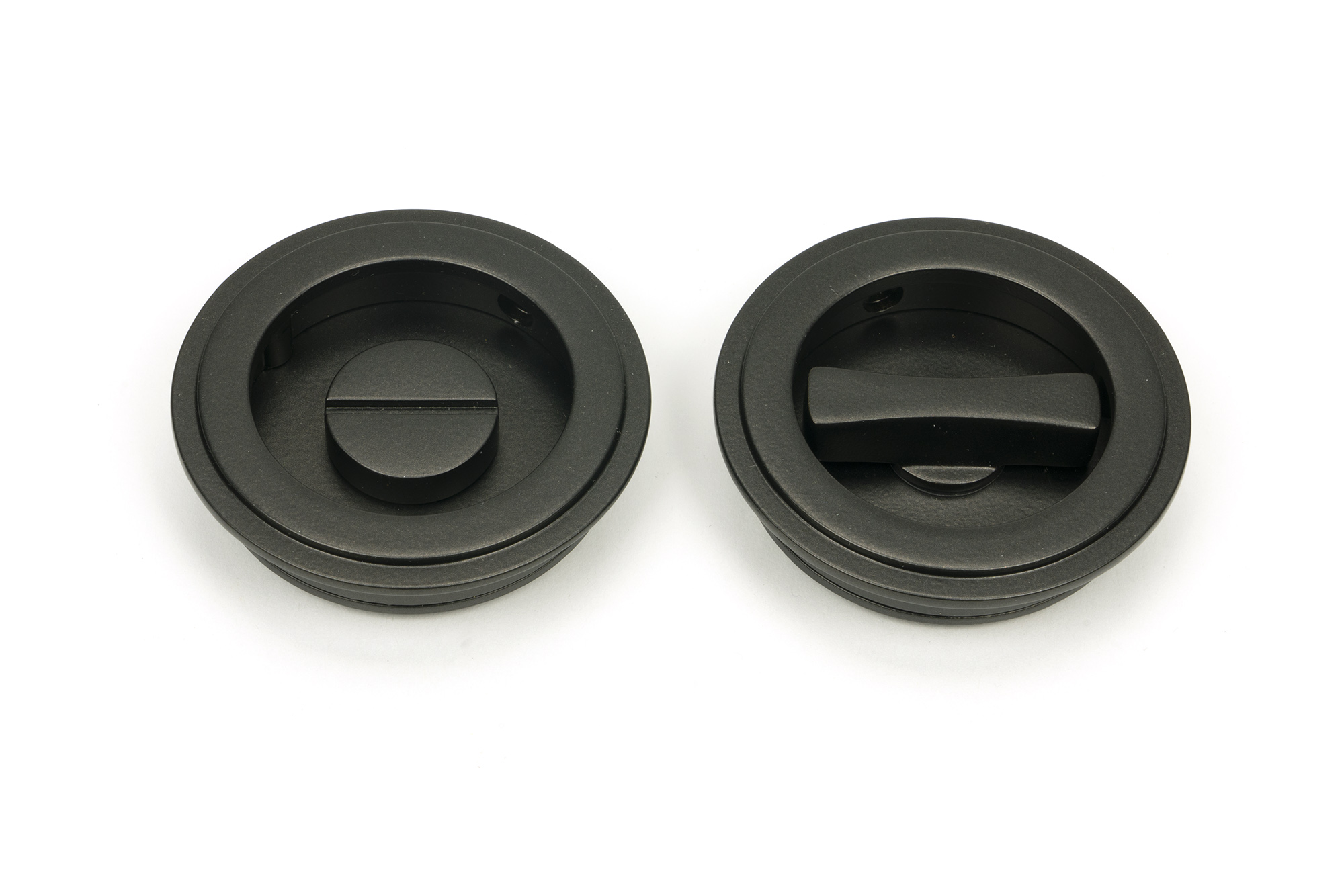 Aged Bronze 60mm Art Deco Round Pull - Privacy Set