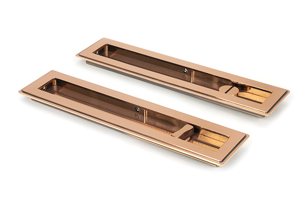 Polished Bronze 250mm Art Deco Rectangular Pull -Privacy Set