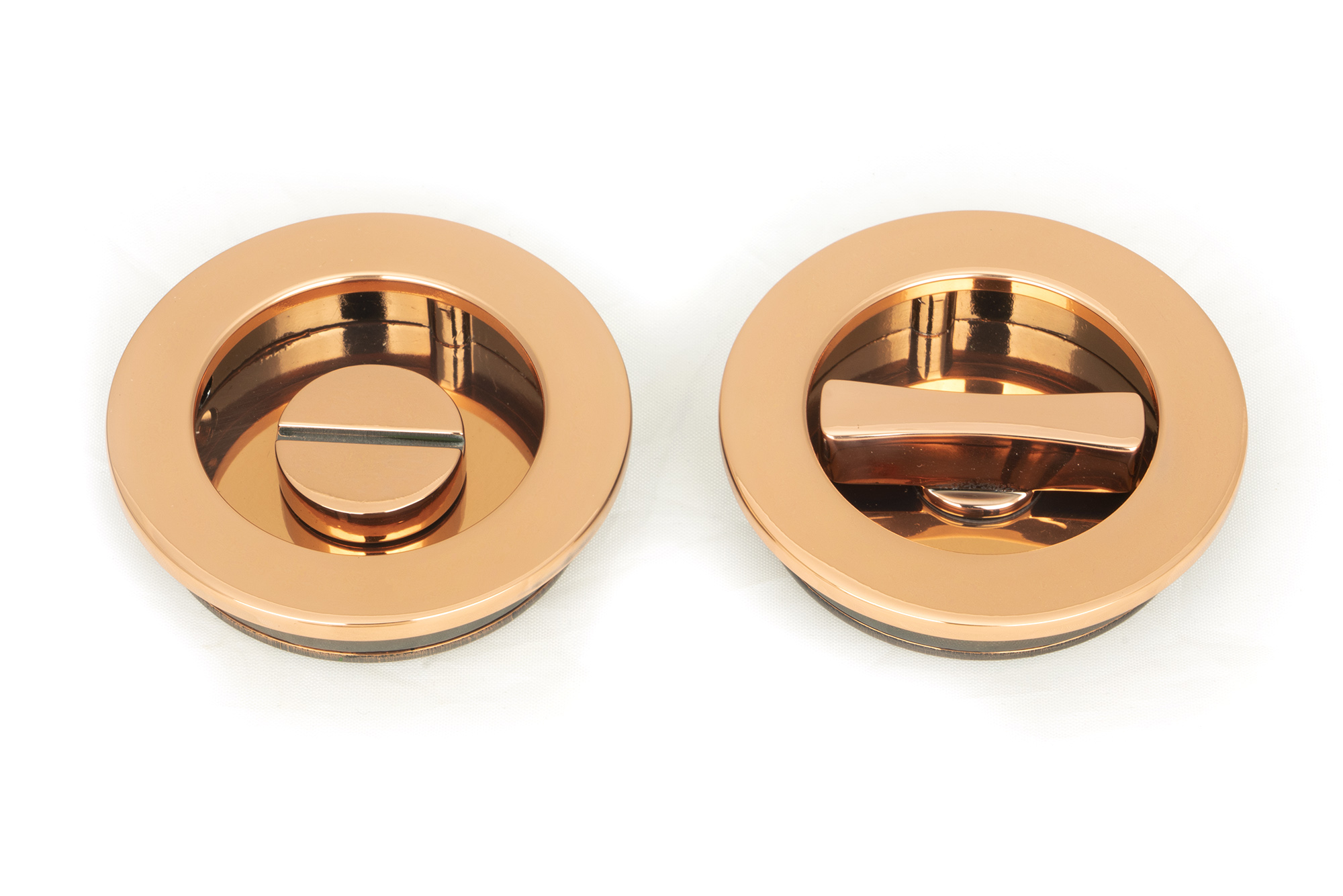 Polished Bronze 60mm Plain Round Pull - Privacy Set