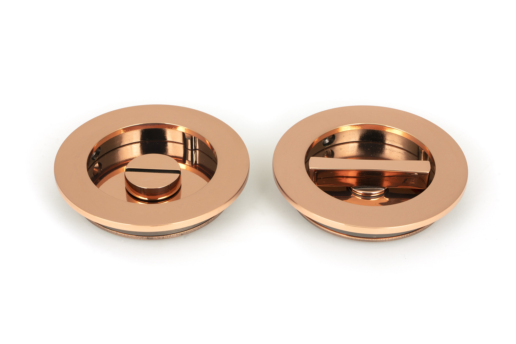 Polished Bronze 75mm Plain Round Pull - Privacy Set
