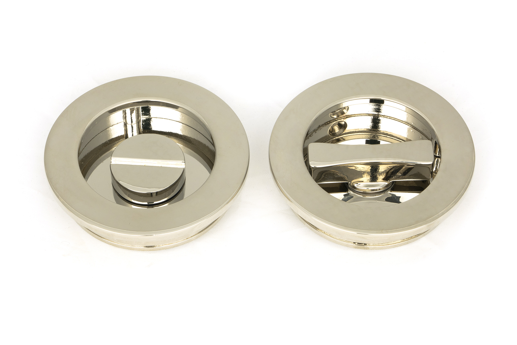 Polished Nickel 60mm Plain Round Pull - Privacy Set