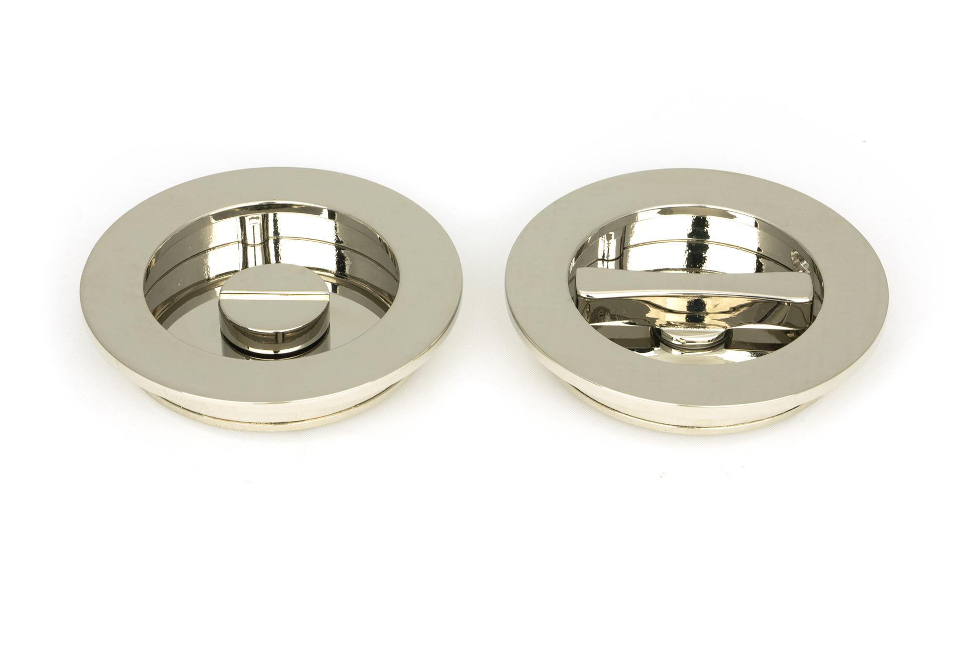 Polished Nickel 75mm Plain Round Pull - Privacy Set