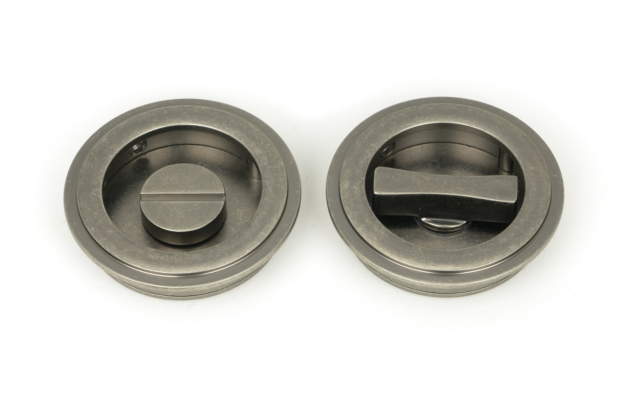 Pewter 60mm Art Deco Round Pull - Privacy Set