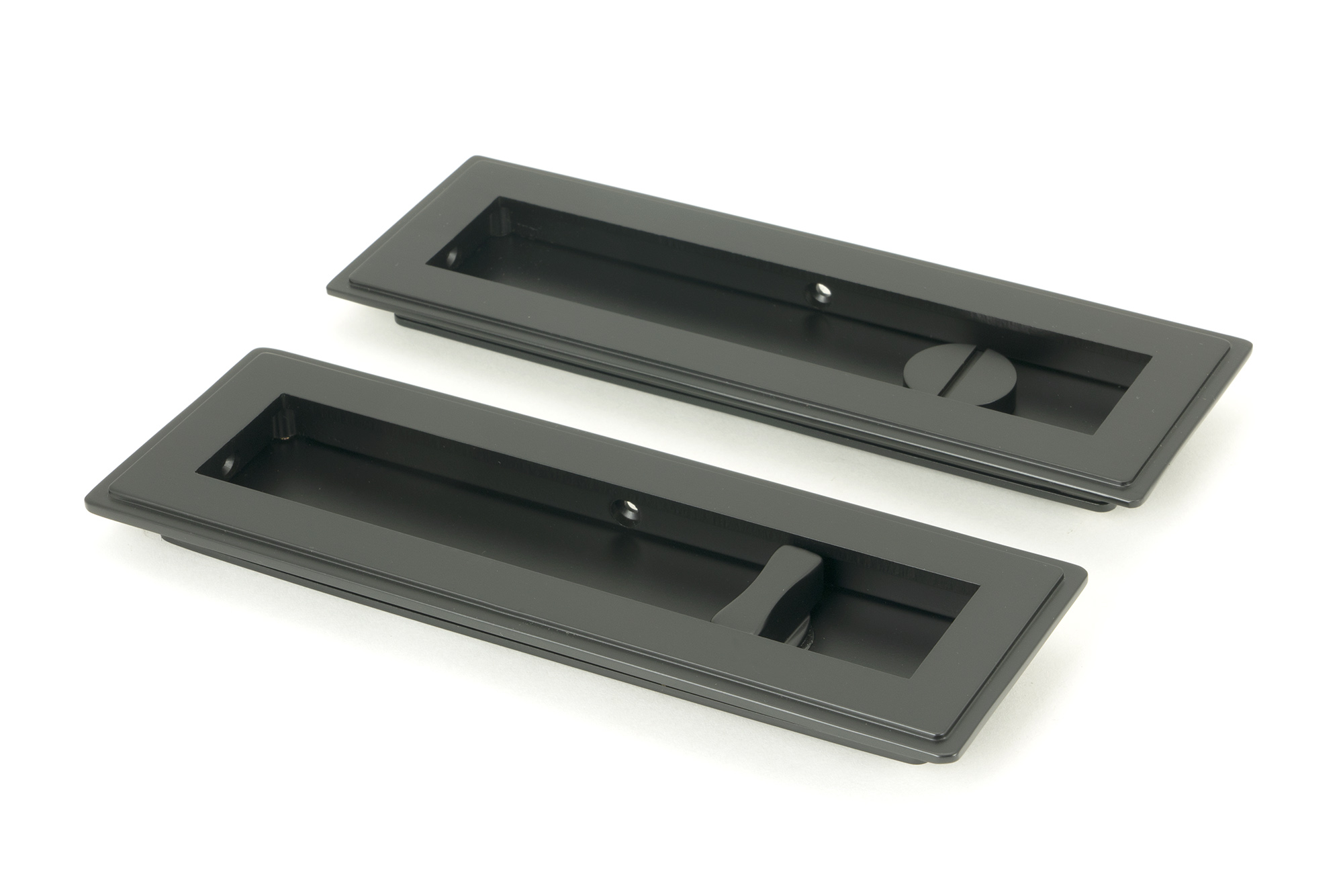 Matt Black 175mm Art Deco Rectangular Pull - Privacy Set