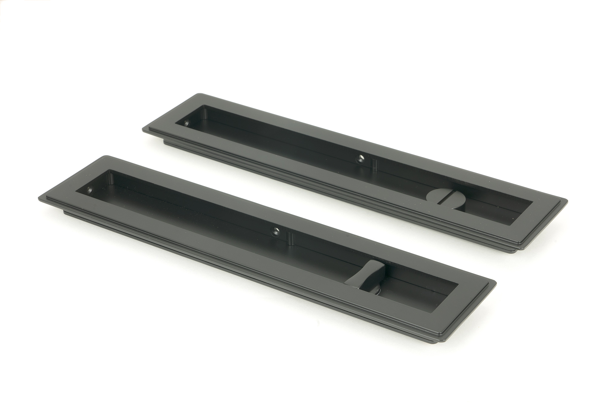 Matt Black 250mm Art Deco Rectangular Pull - Privacy Set