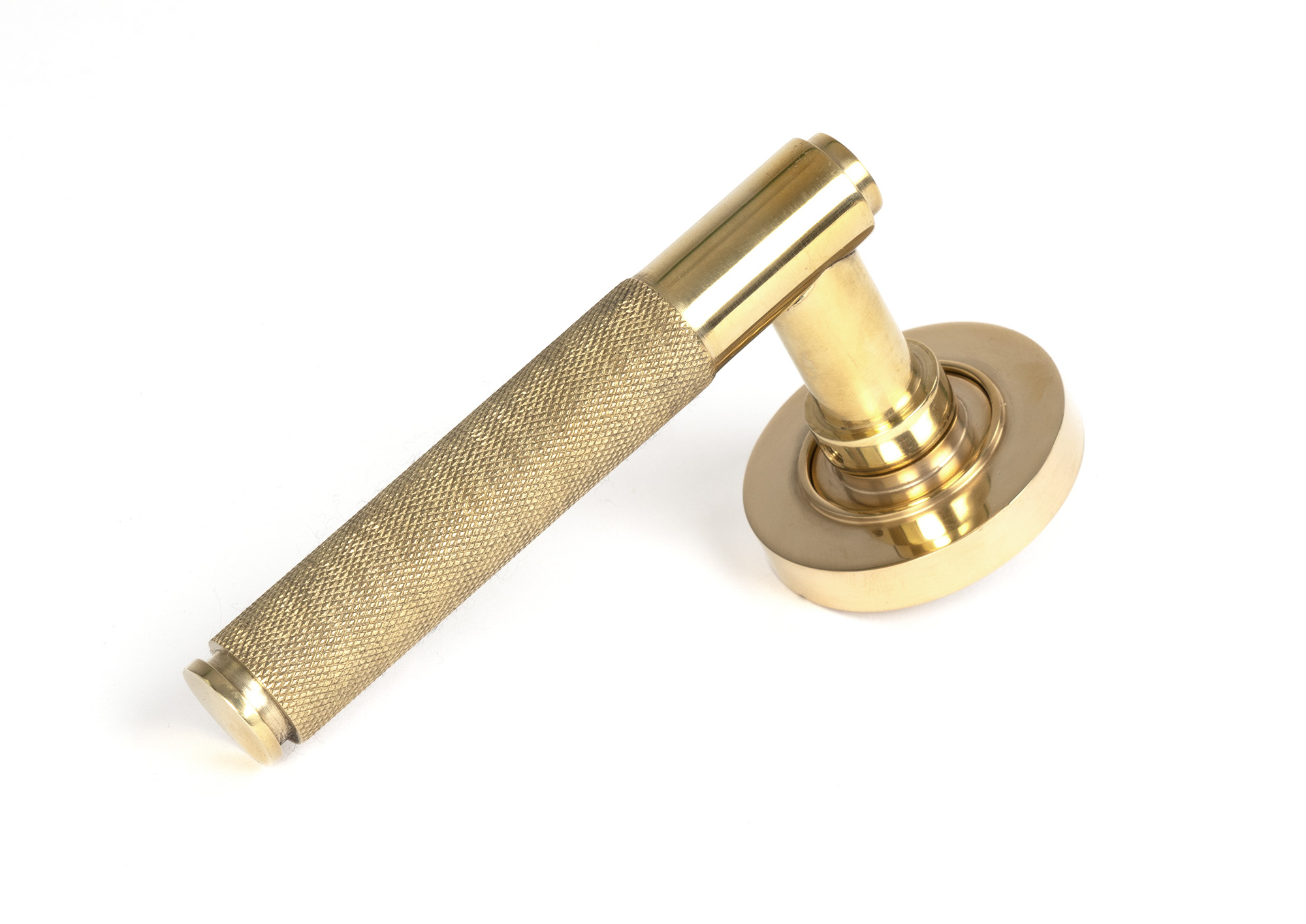 Polished Brass Brompton Lever on Rose Set (Plain) - Unsprung
