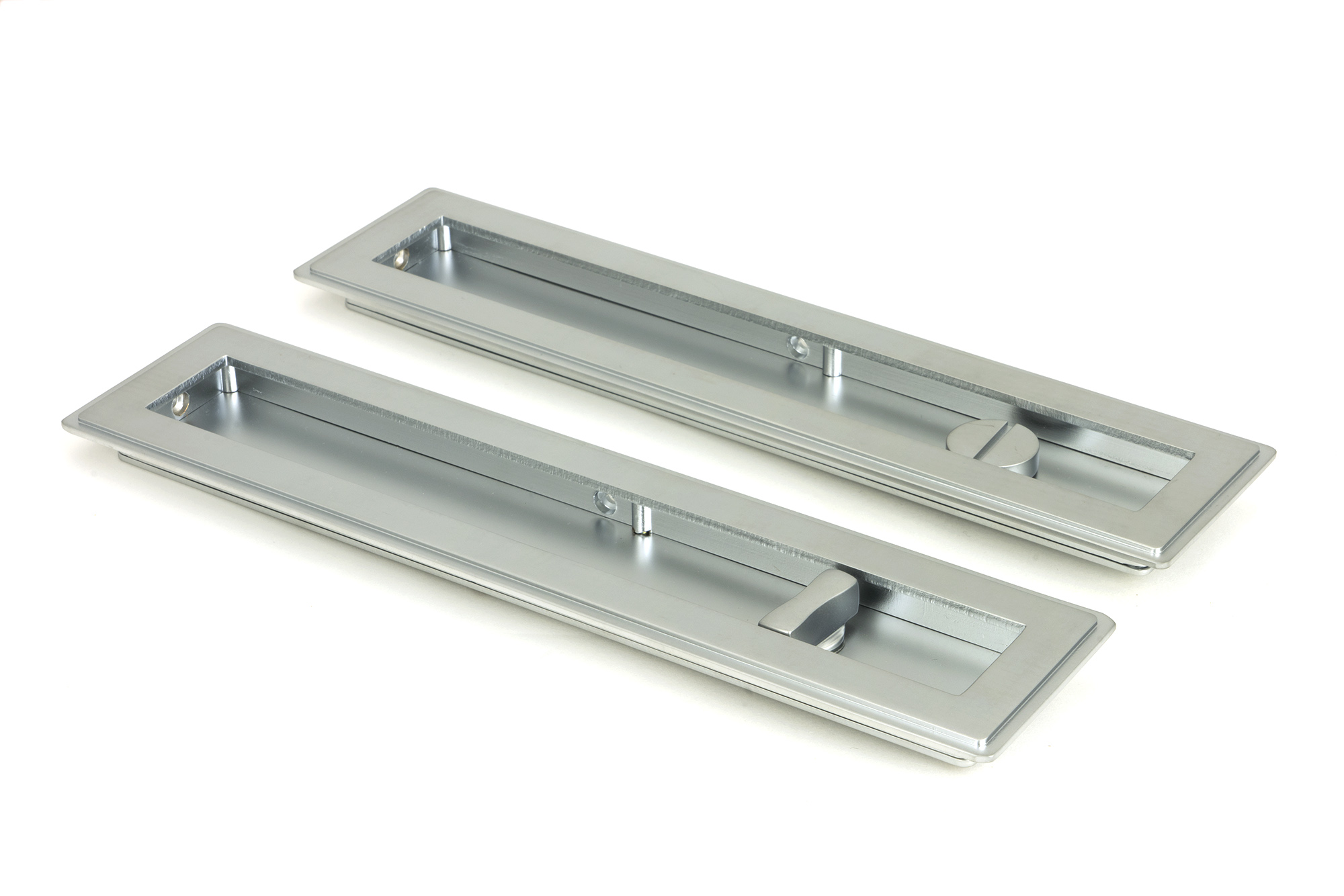 Satin Chrome 250mm Art Deco Rectangular Pull - Privacy Set