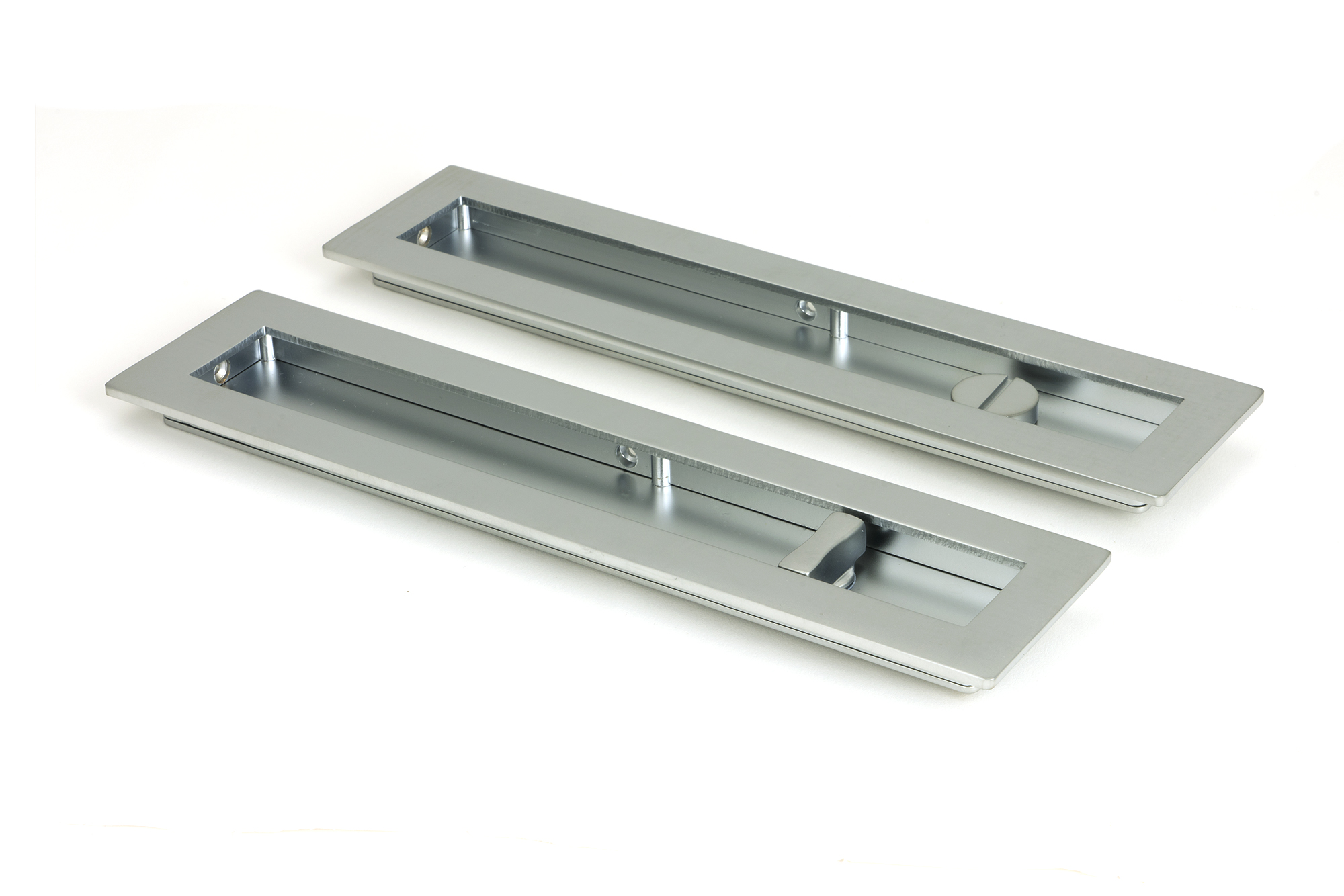 Satin Chrome 250mm Plain Rectangular Pull - Privacy Set