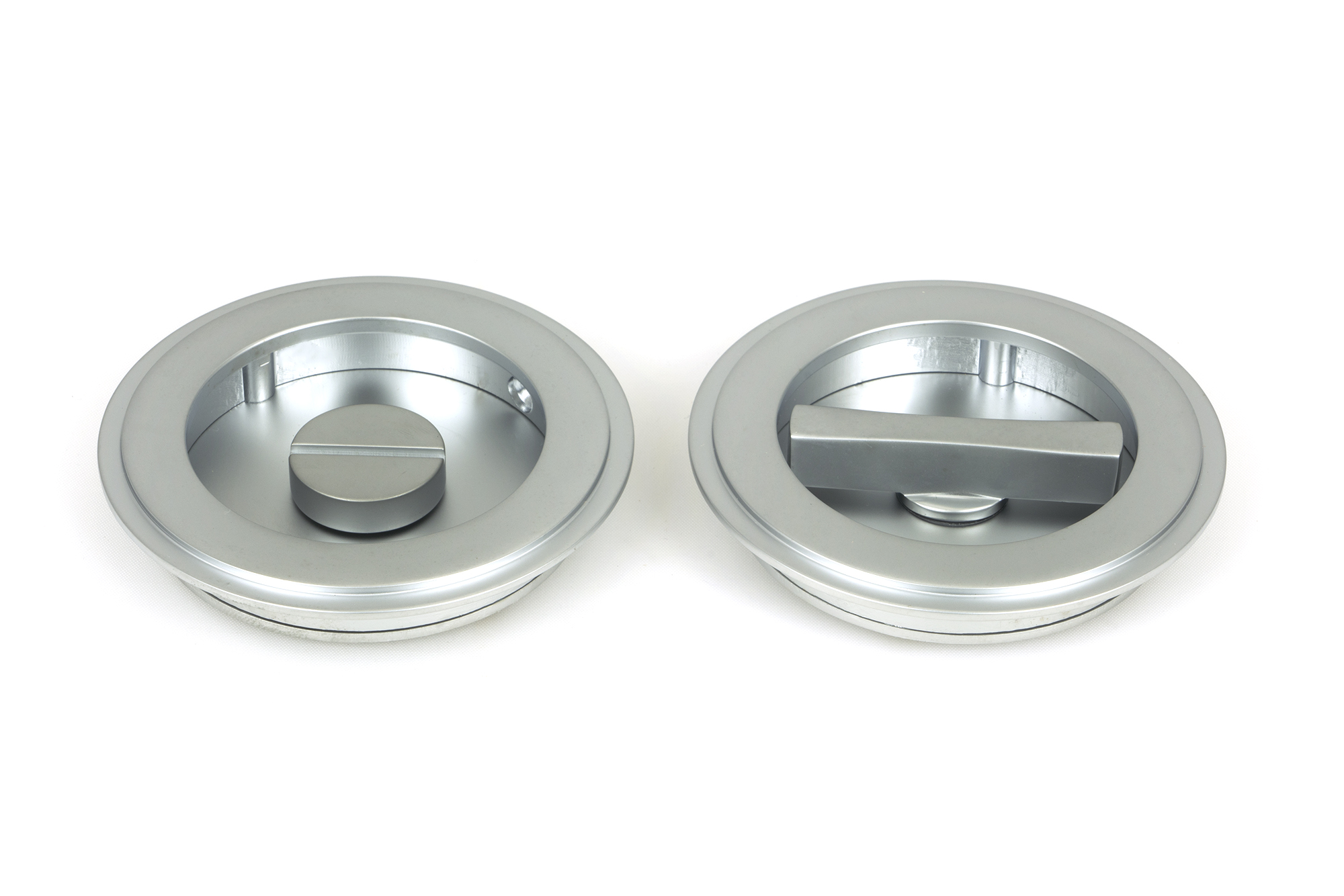 Satin Chrome 75mm Art Deco Round Pull - Privacy Set