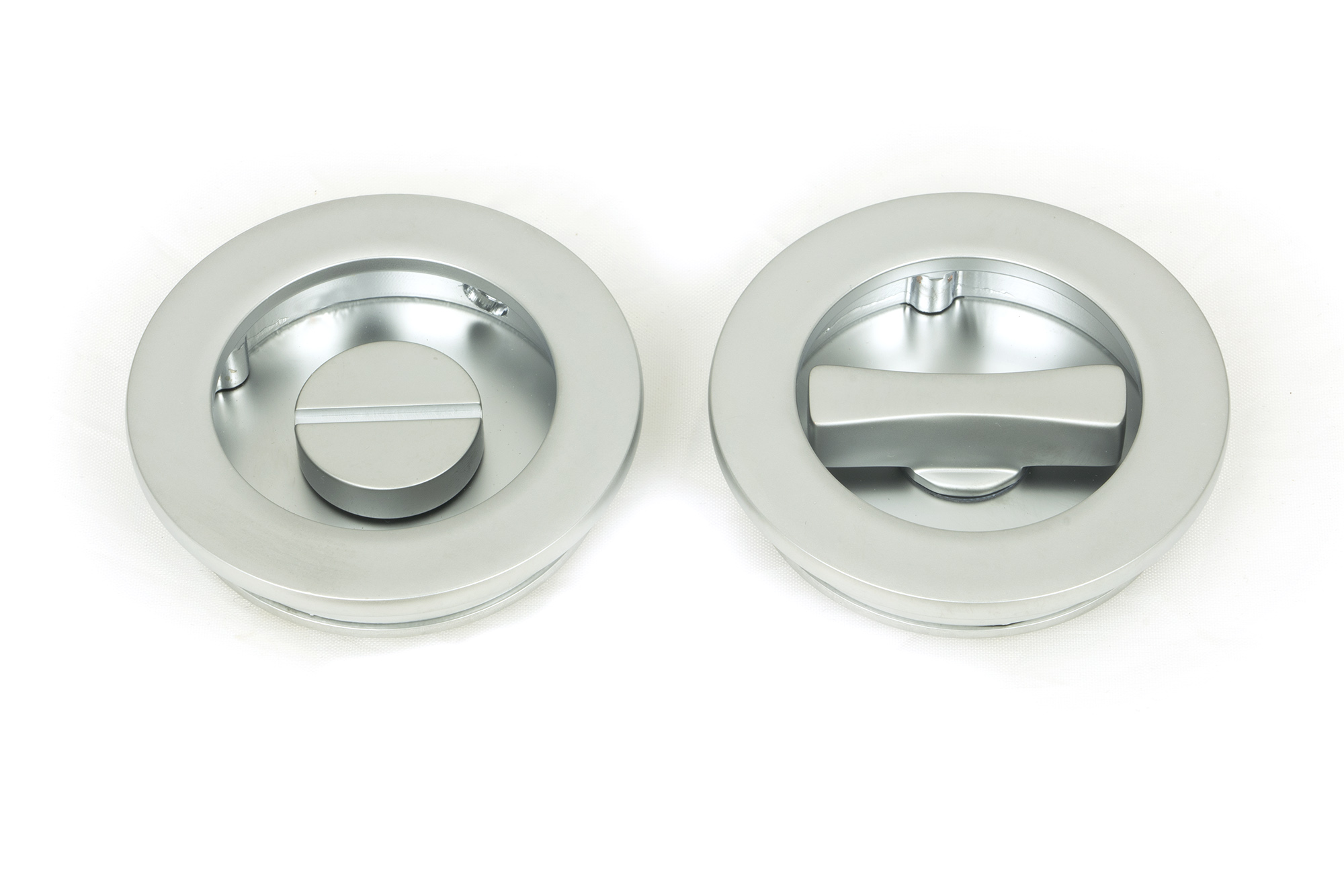Satin Chrome 60mm Plain Round Pull - Privacy Set