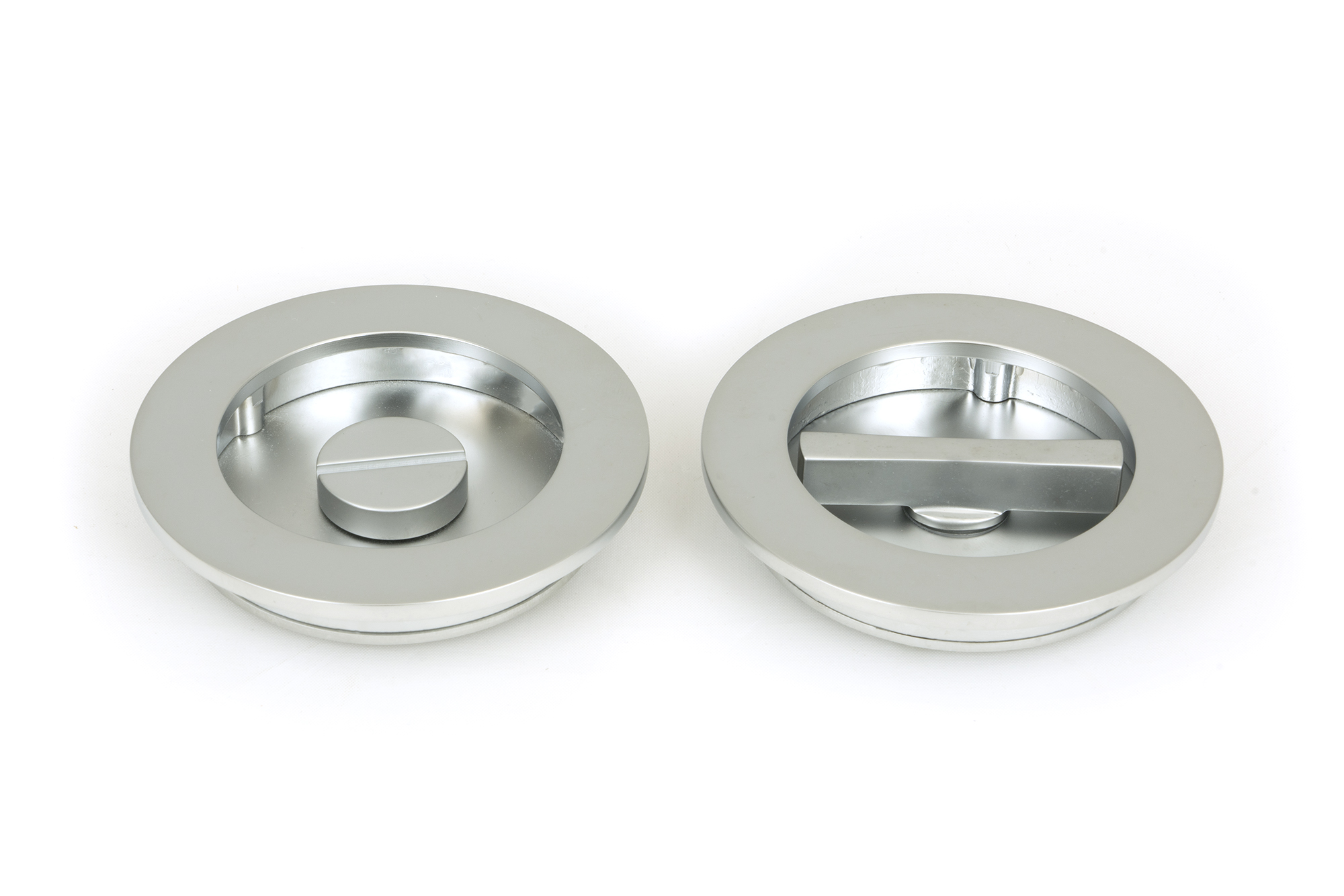Satin Chrome 75mm Plain Round Pull - Privacy Set