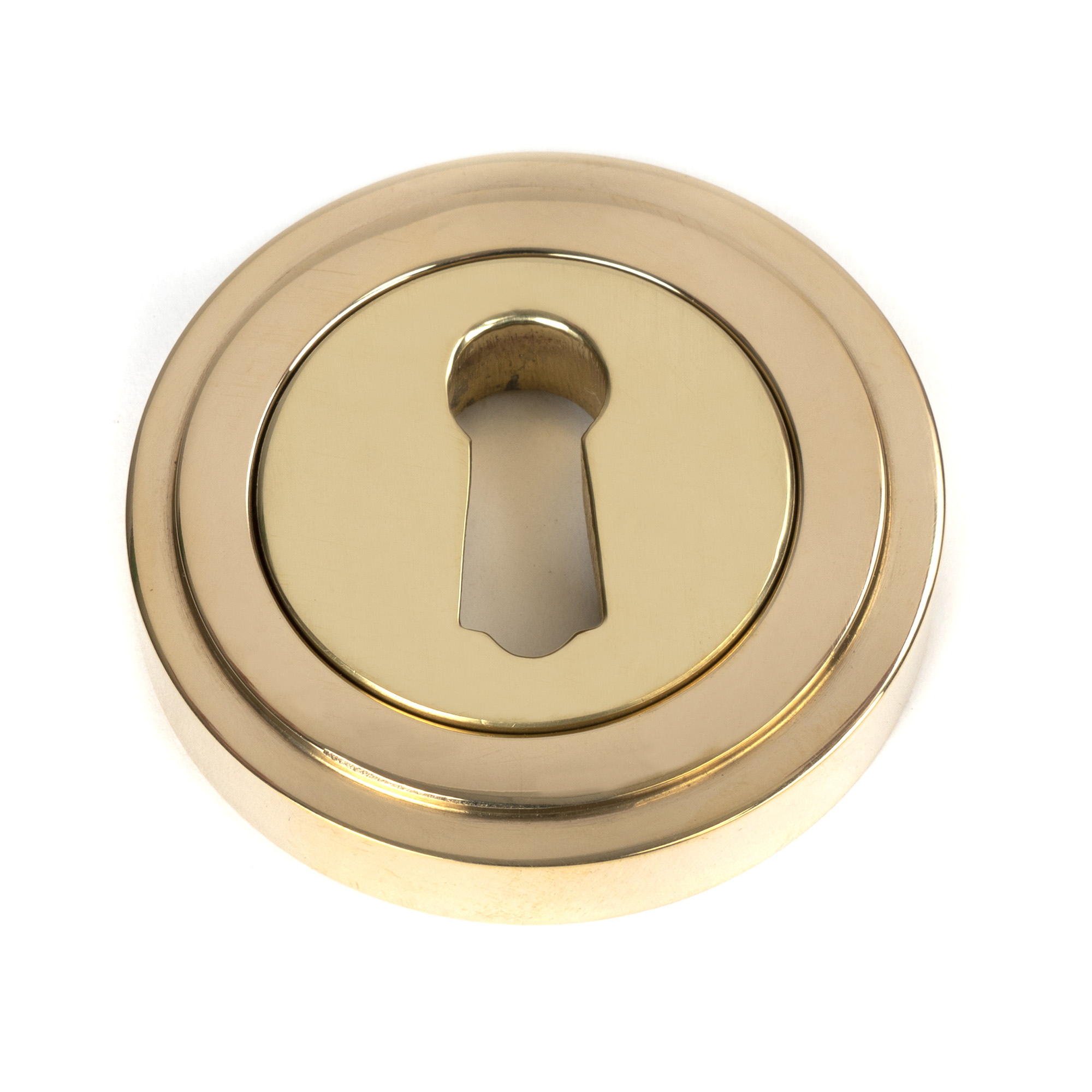 Polished Brass Round Escutcheon (Art Deco)