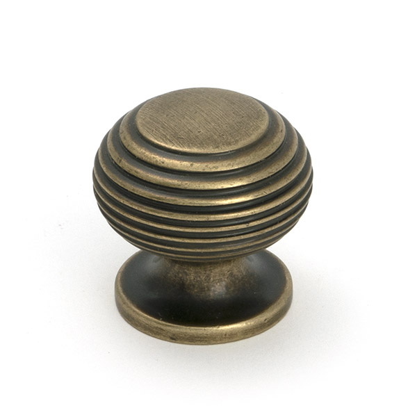 Burnished Brass Beehive Cabinet Knob 30mm