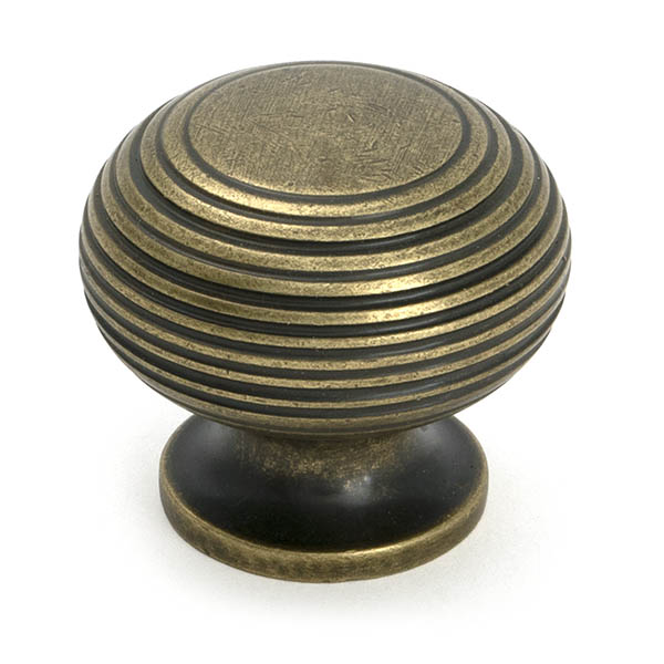 Burnished Brass Beehive Cabinet Knob 40mm