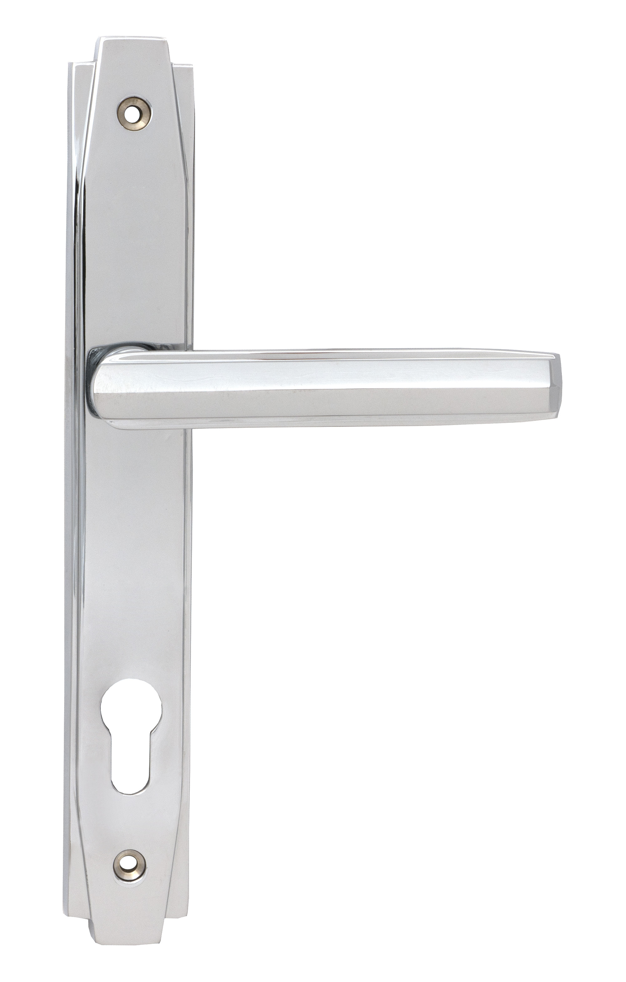Polished Chrome Art Deco Slimline Lever Espag. Lock Set