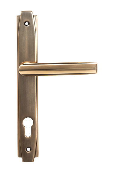 Polished Bronze Art Deco Slimline Lever Espag. Lock Set