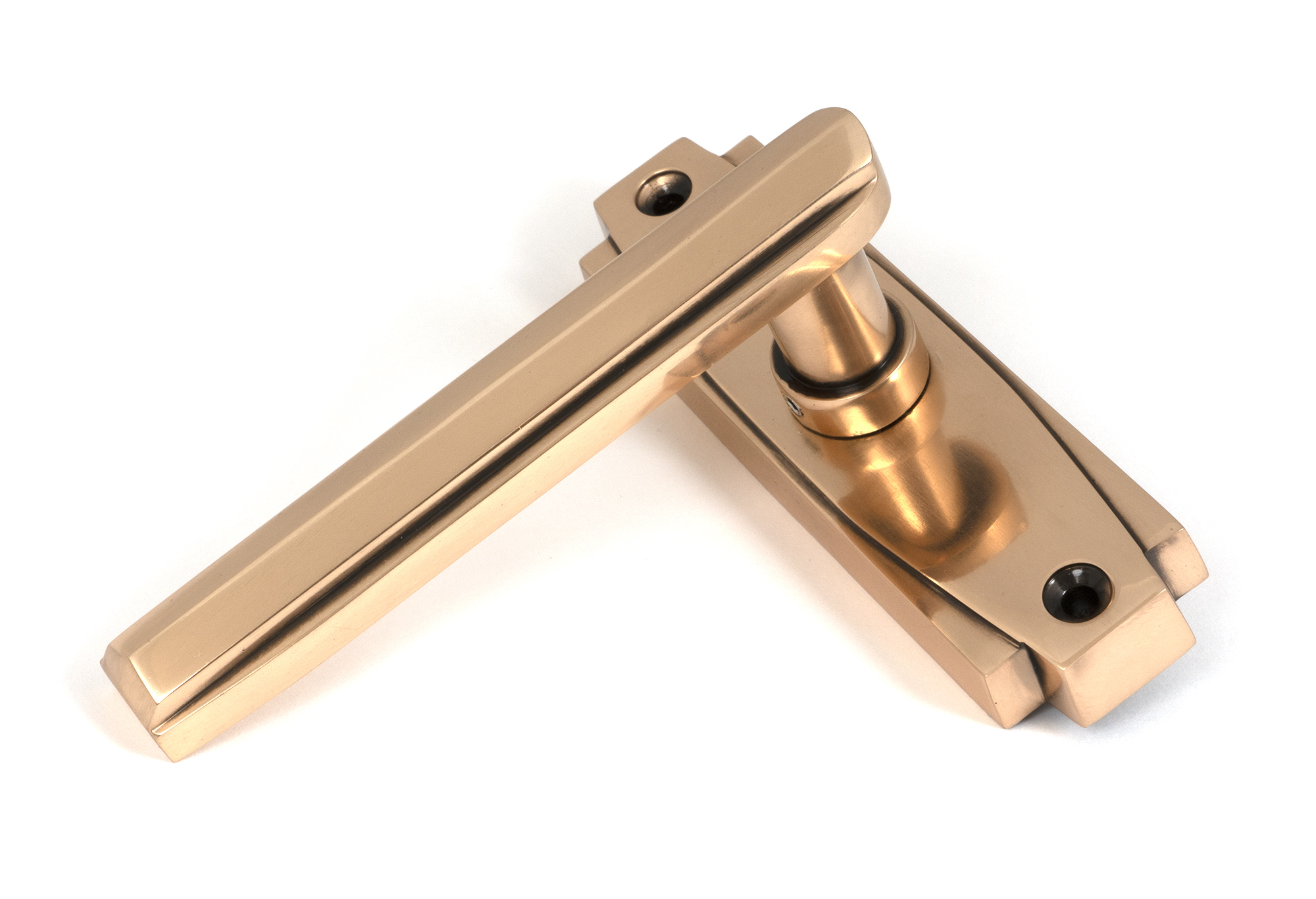 Polished Bronze Art Deco Lever on Rose Set