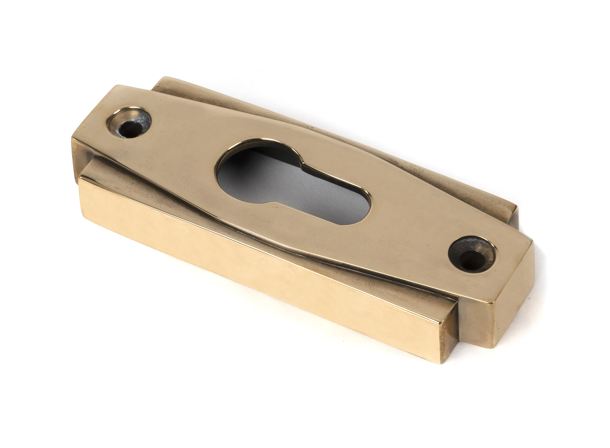 Aged Brass Art Deco Euro Escutcheon (Set)