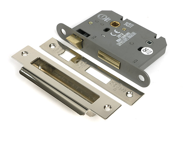 Polished Nickel 3" Heavy Duty Bathroom Mortice Lock