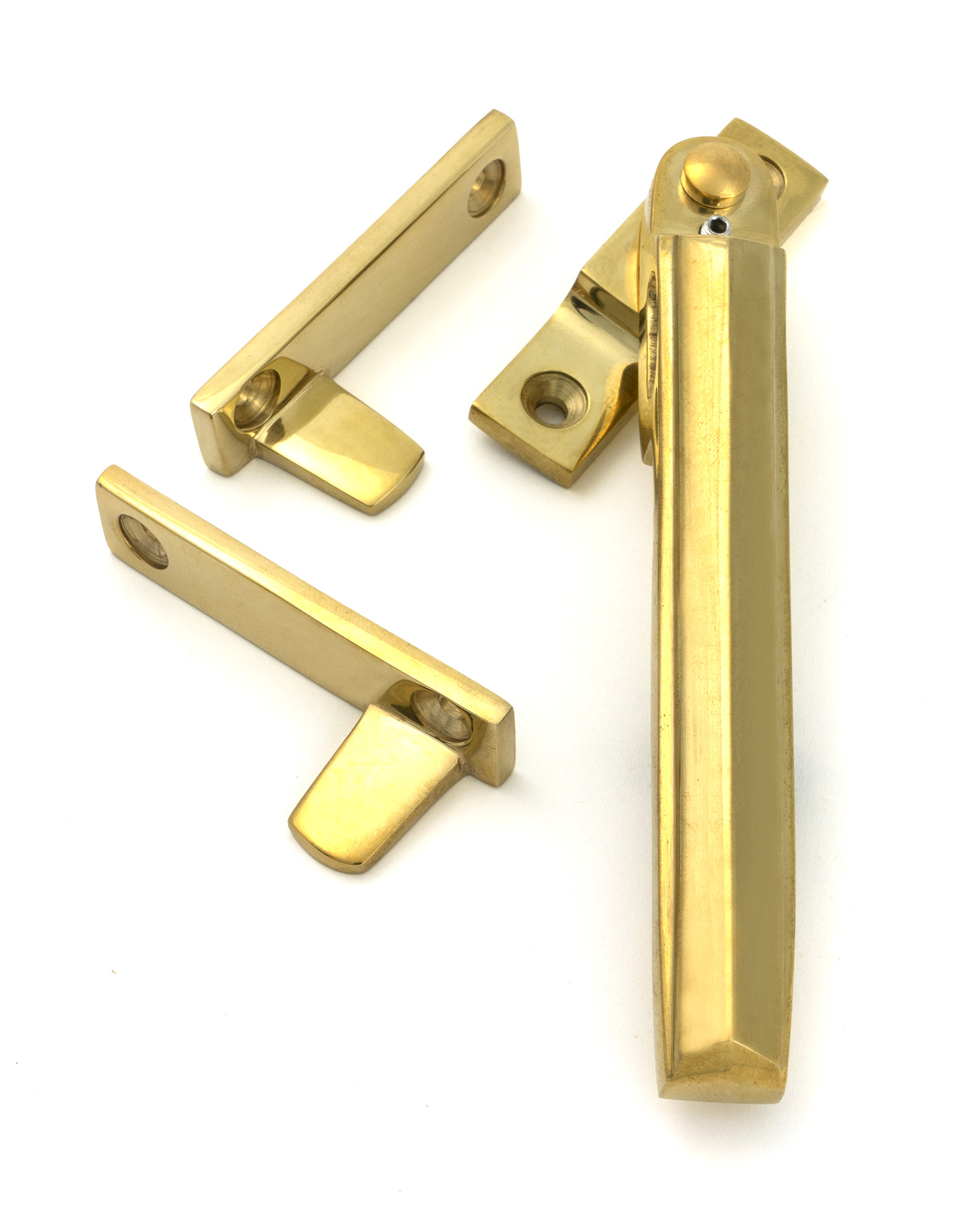 Polished Brass Night-Vent Locking Art Deco Fastener