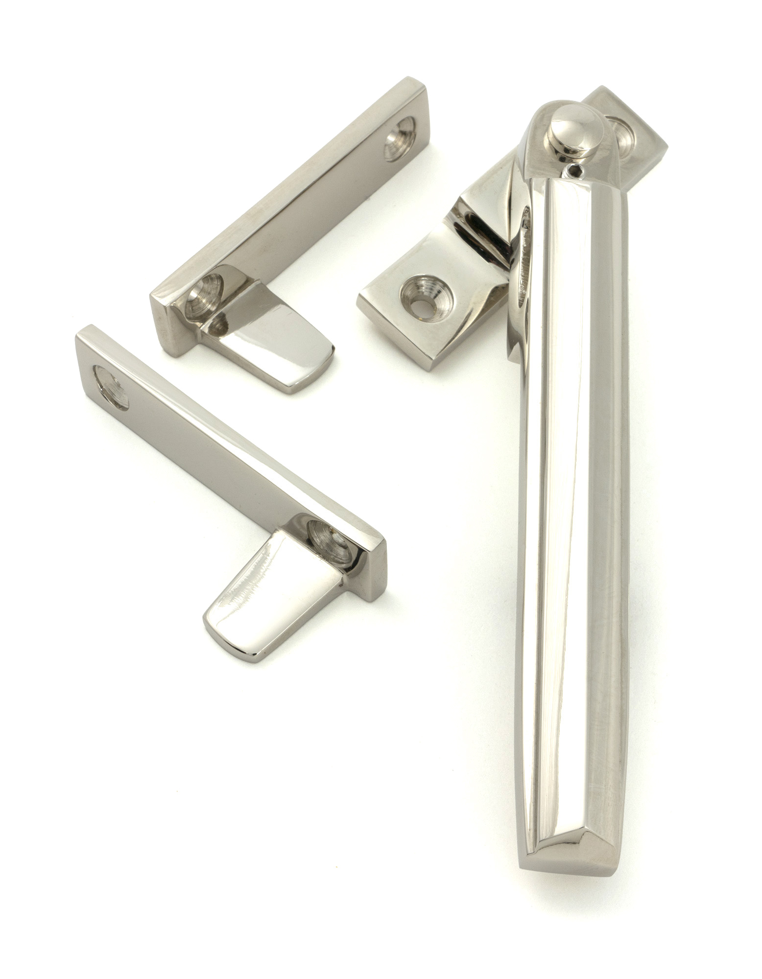 Polished Nickel Night-Vent Locking Art Deco Fastener