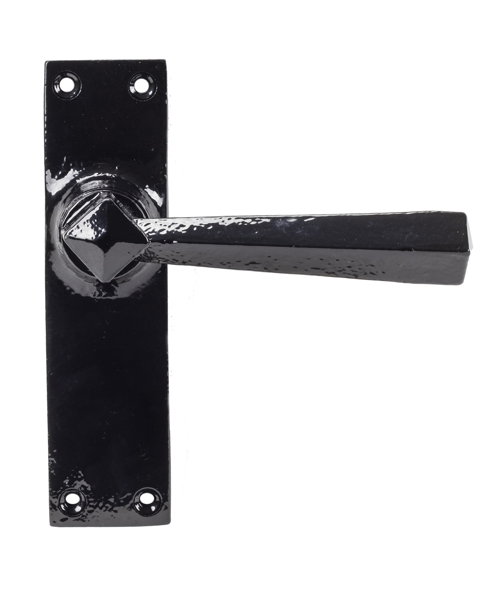 Black Straight Lever Latch Set