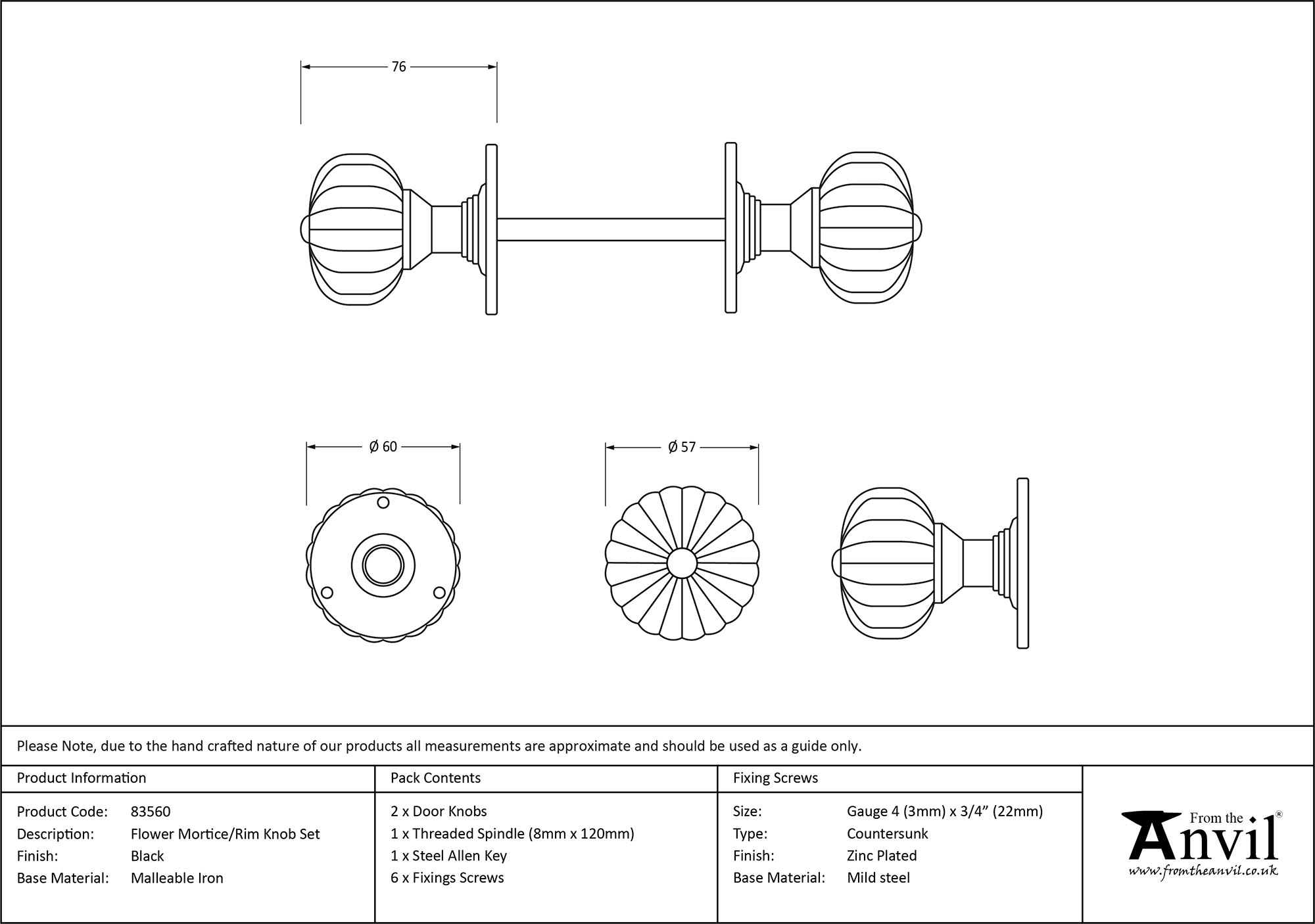 Sorry, we couldn't find a technical drawing for Flower Mortice Knob Set