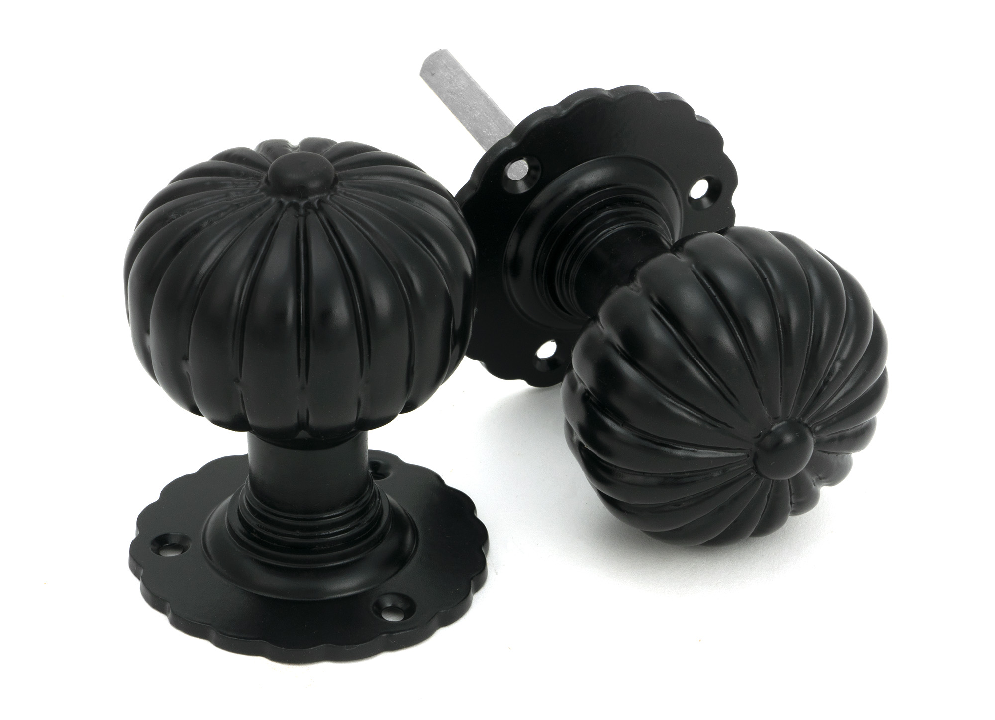 Black Flower Mortice Knob Set