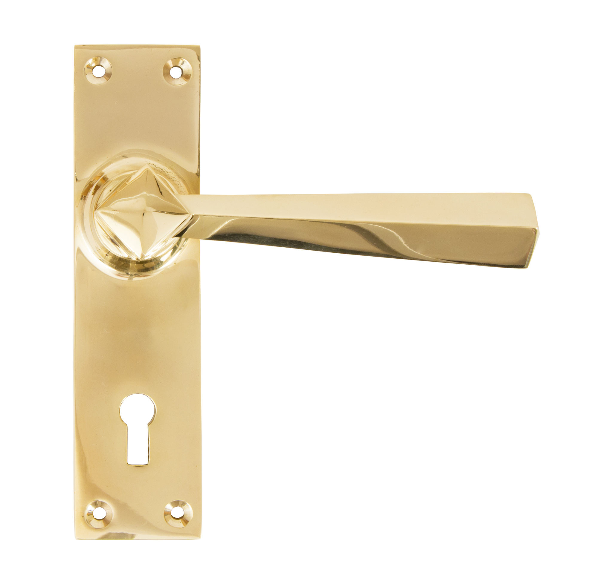 Polished Brass Straight Lever Lock Set