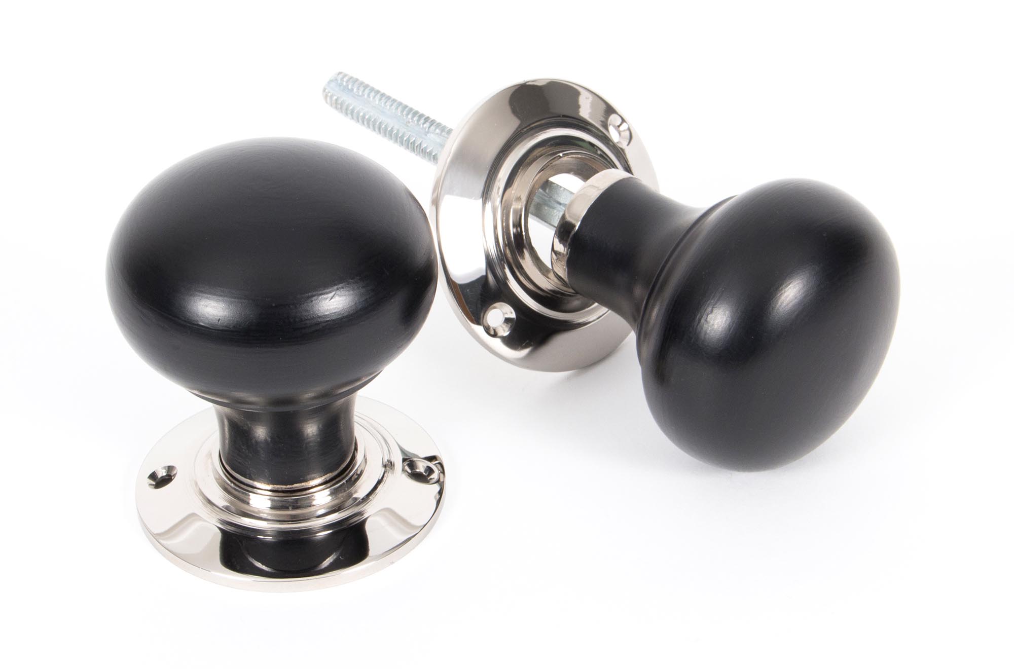 Ebony and PN Bun Mortice/Rim Knob Set