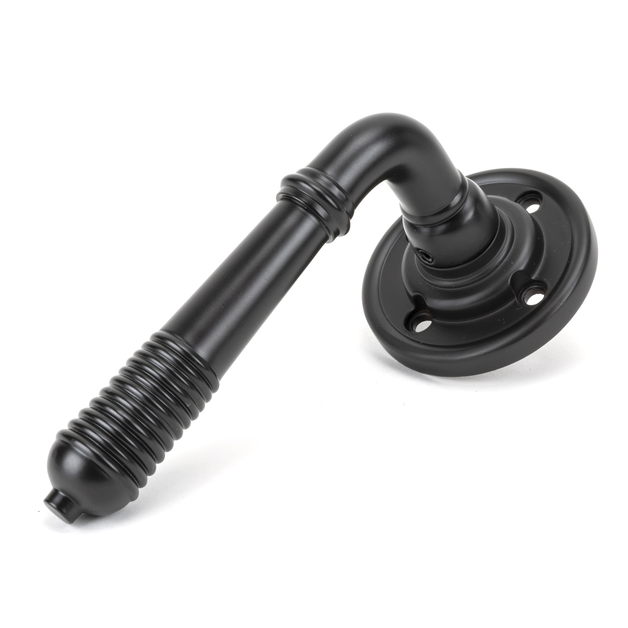 Aged Bronze Reeded Lever on Rose Set