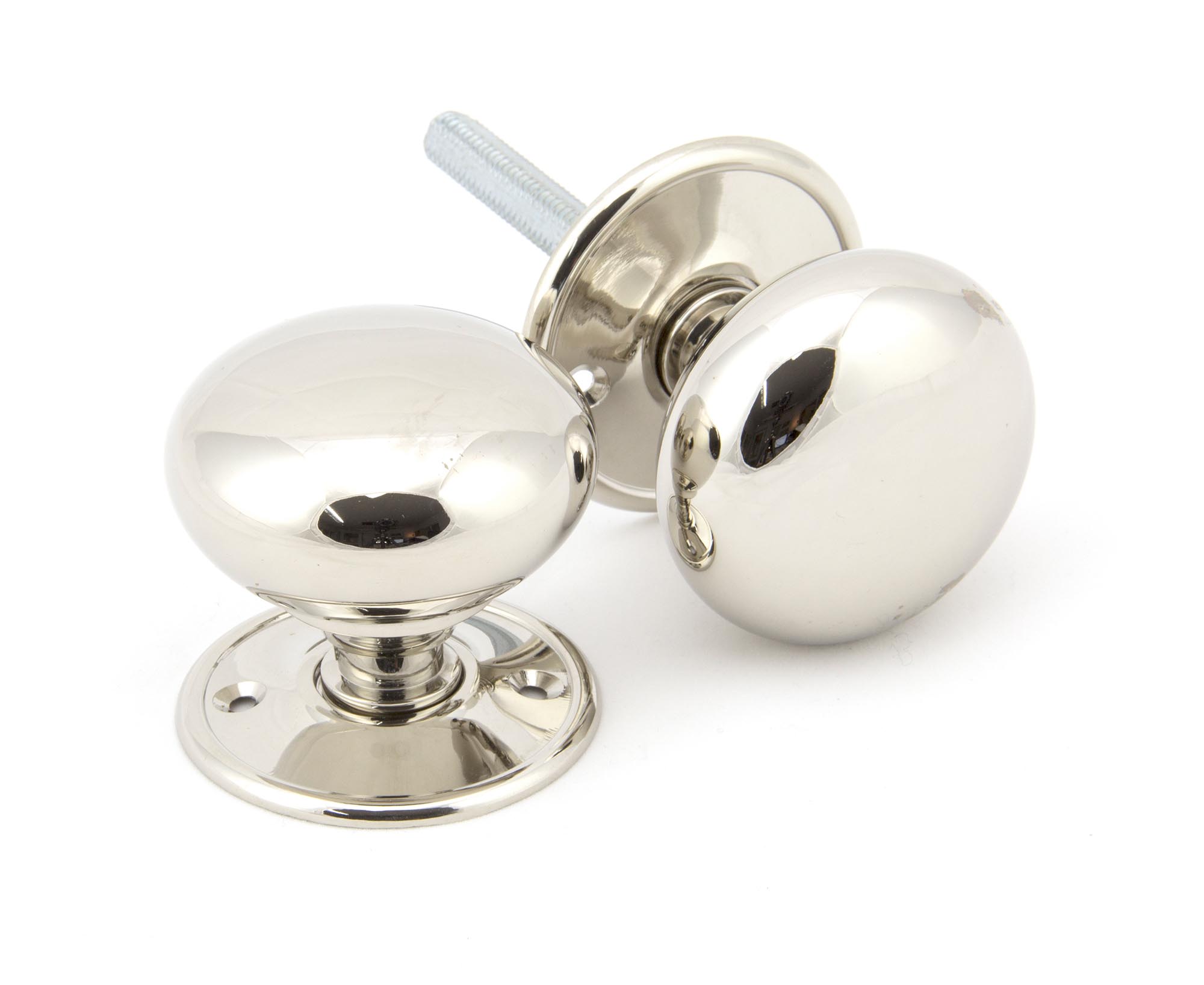 Polished Nickel 57mm Mushroom Mortice/Rim Knob Set