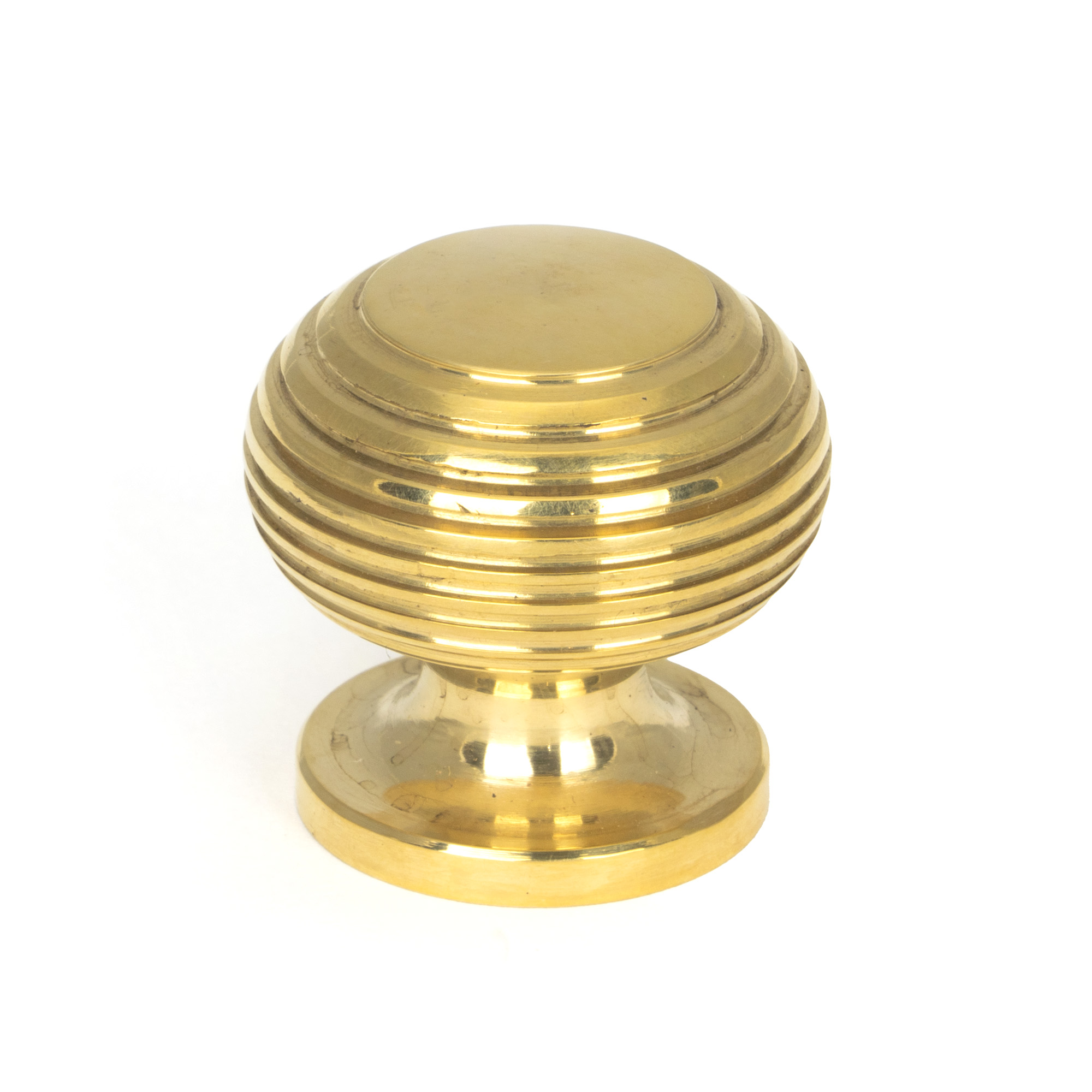 Polished Brass Beehive Cabinet Knob 30mm