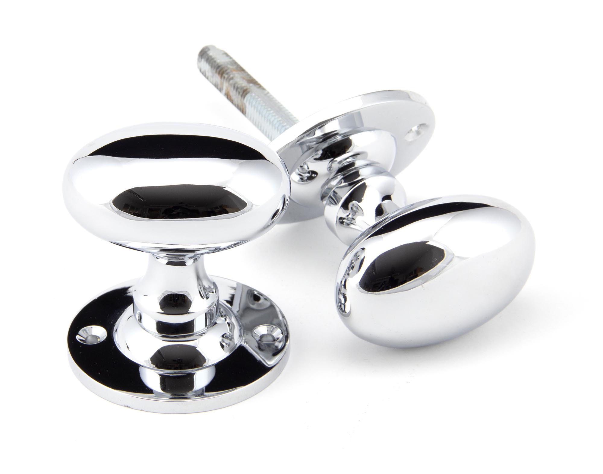 Polished Chrome Oval Mortice/Rim Knob Set