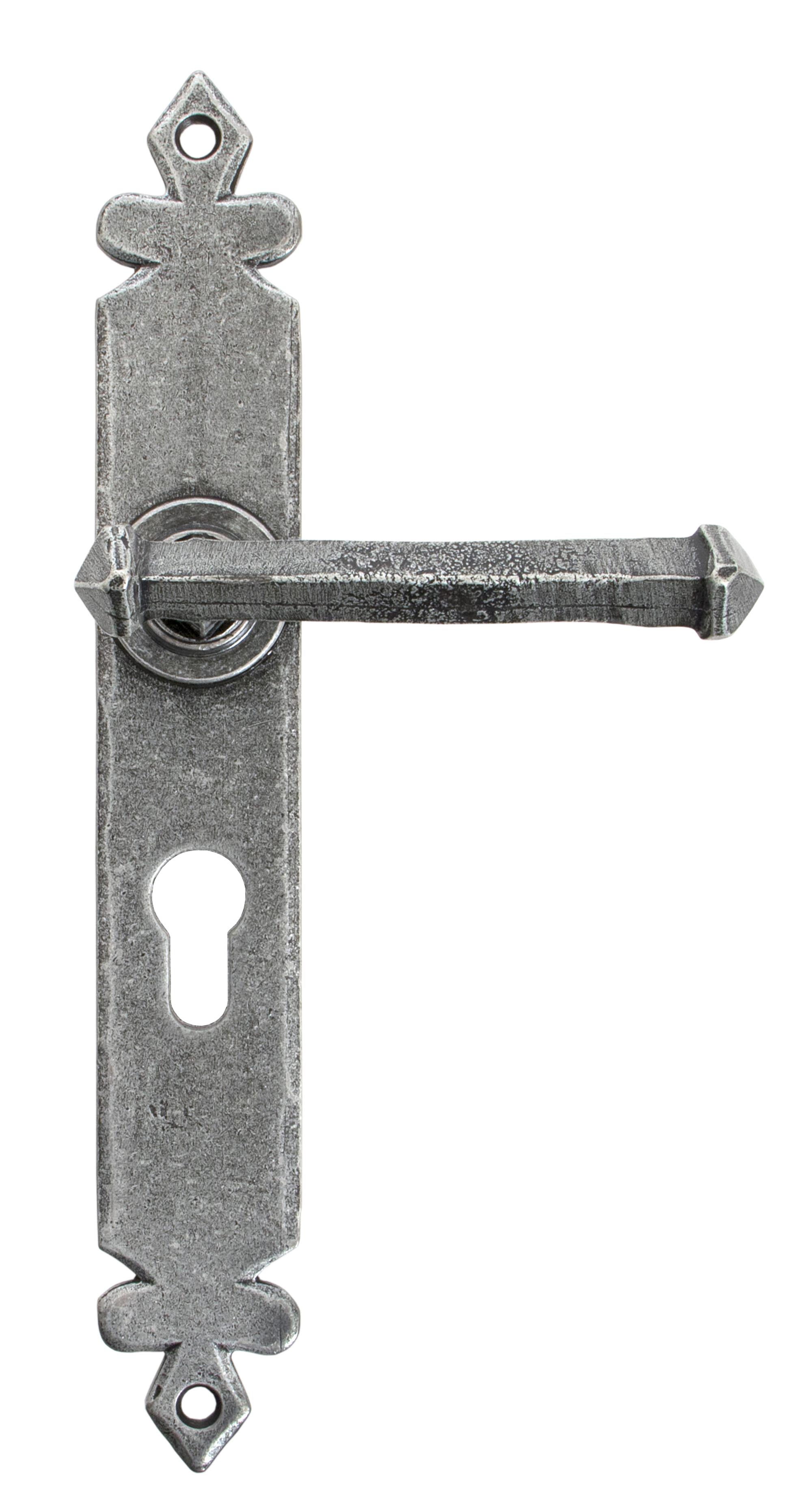 Pewter Tudor Lever Euro Lock Set