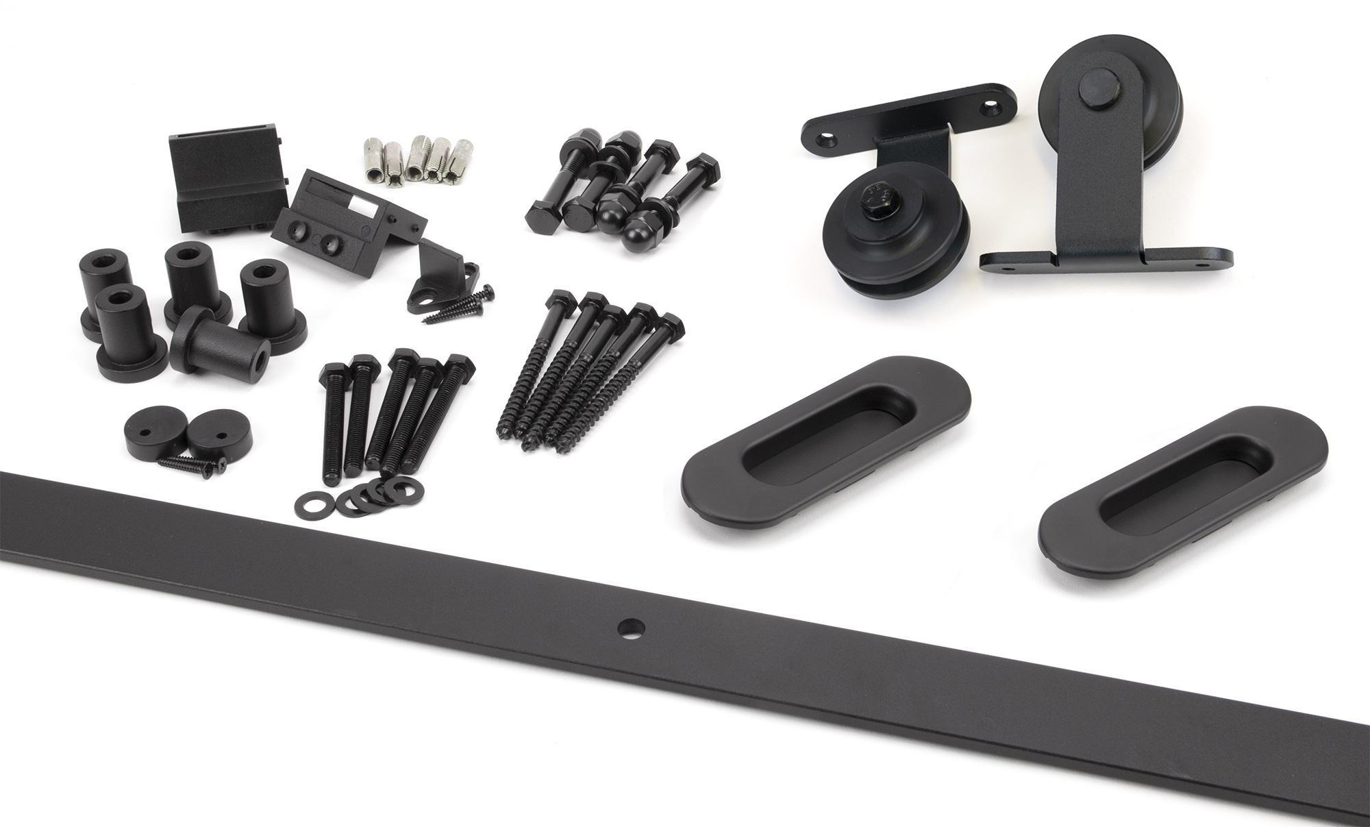 100kg Black (Top Mount) Sliding Door Hardware Kit (3m Track)